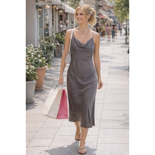 Abito slip raso - , scollo