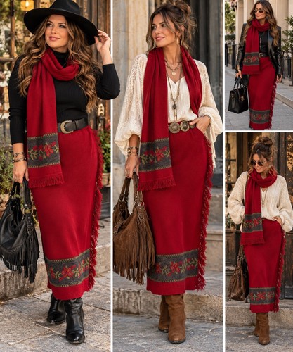 Set sciarpa maxi gonna coperta